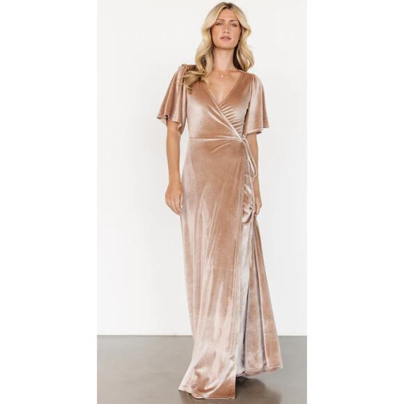 Baltic Born Champagne Velvet wrap maxi Dress - Picture 7 of 8